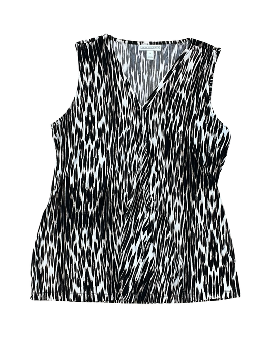 Top Sleeveless By Dana Buchman In Brown & Cream, Size:S