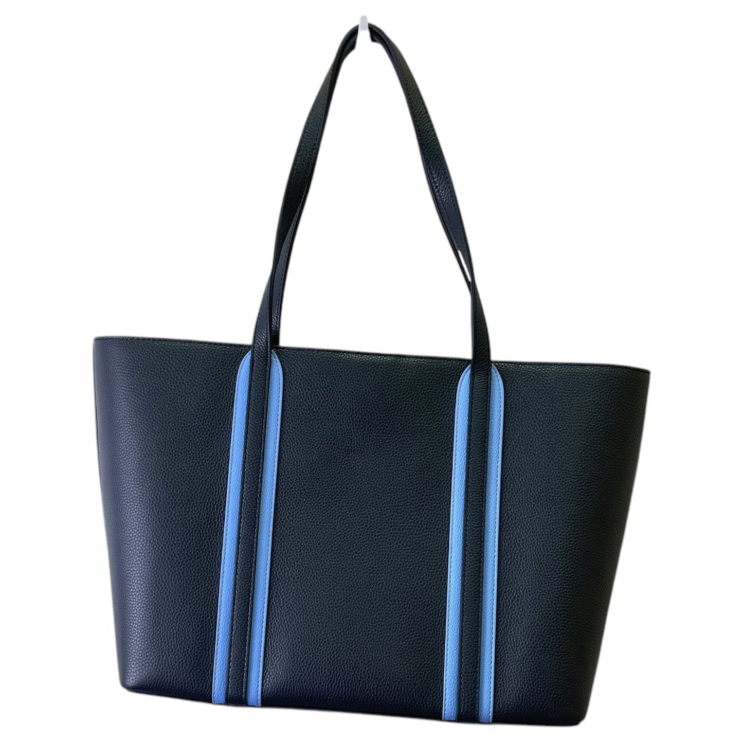 Tote Leather By Talbots In Black & Blue, Size:Large