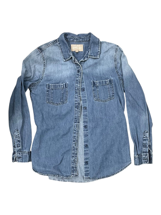 Blouse Ls By Banana Republic In Blue Denim, Size:M