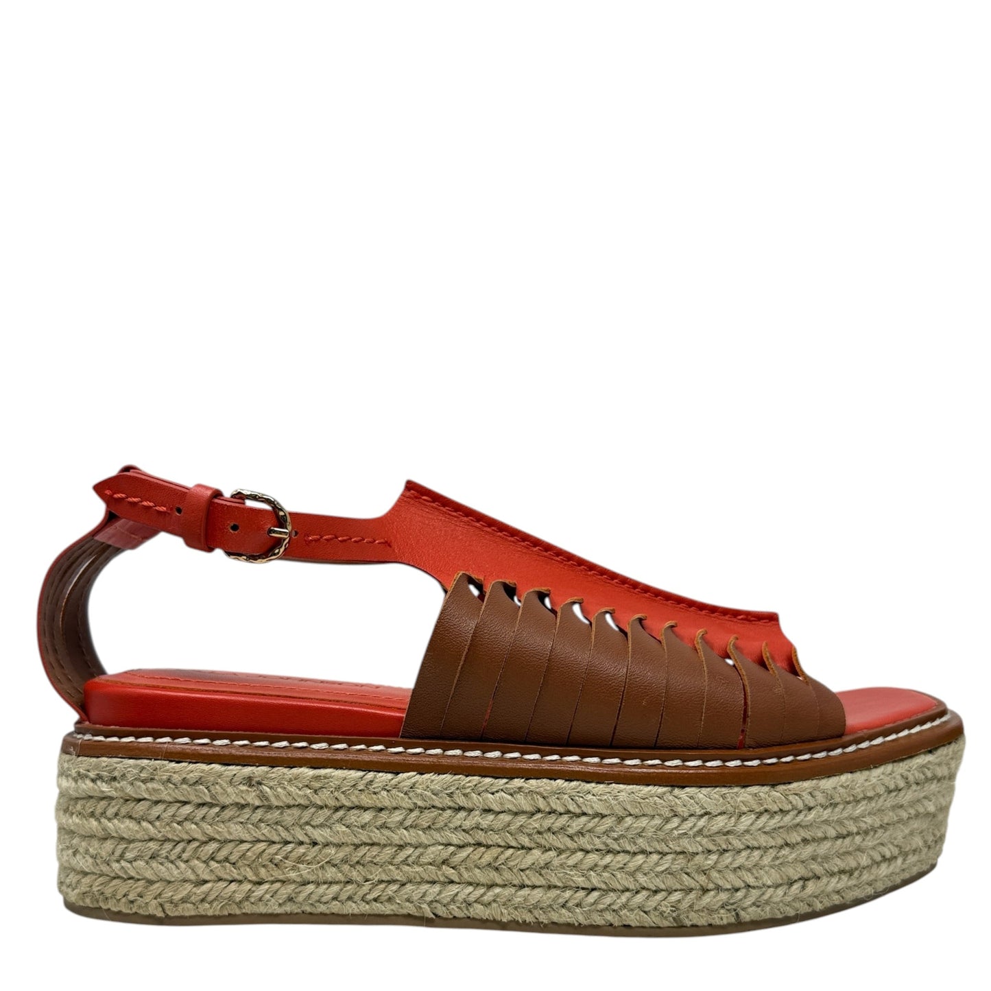 Valencia Twisted Contrast Flatforms By Ulla Johnson In Orange, Size: 8.5 (39)