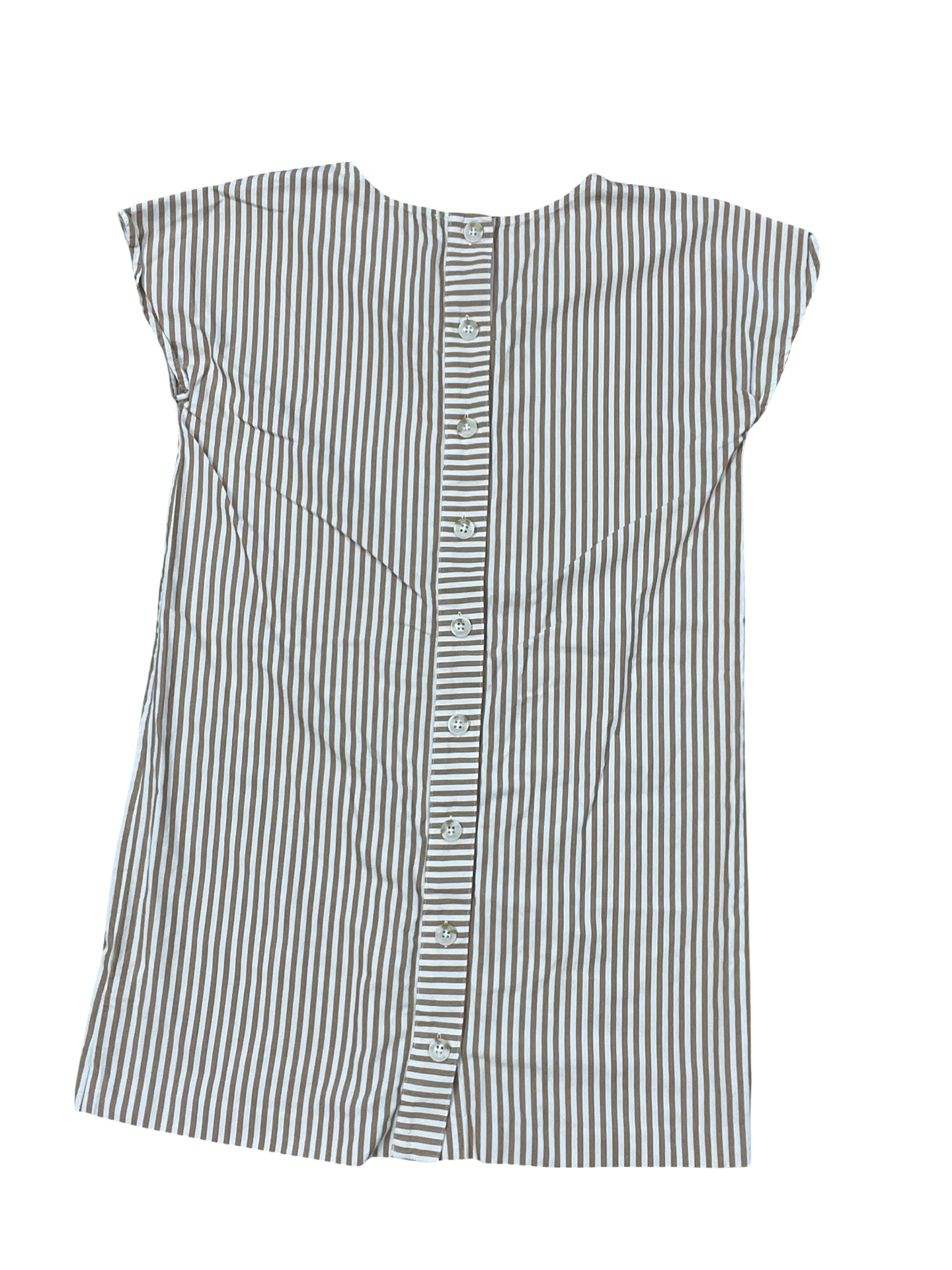 Dress Casual Midi By Madewell In Brown & Cream, Size:M