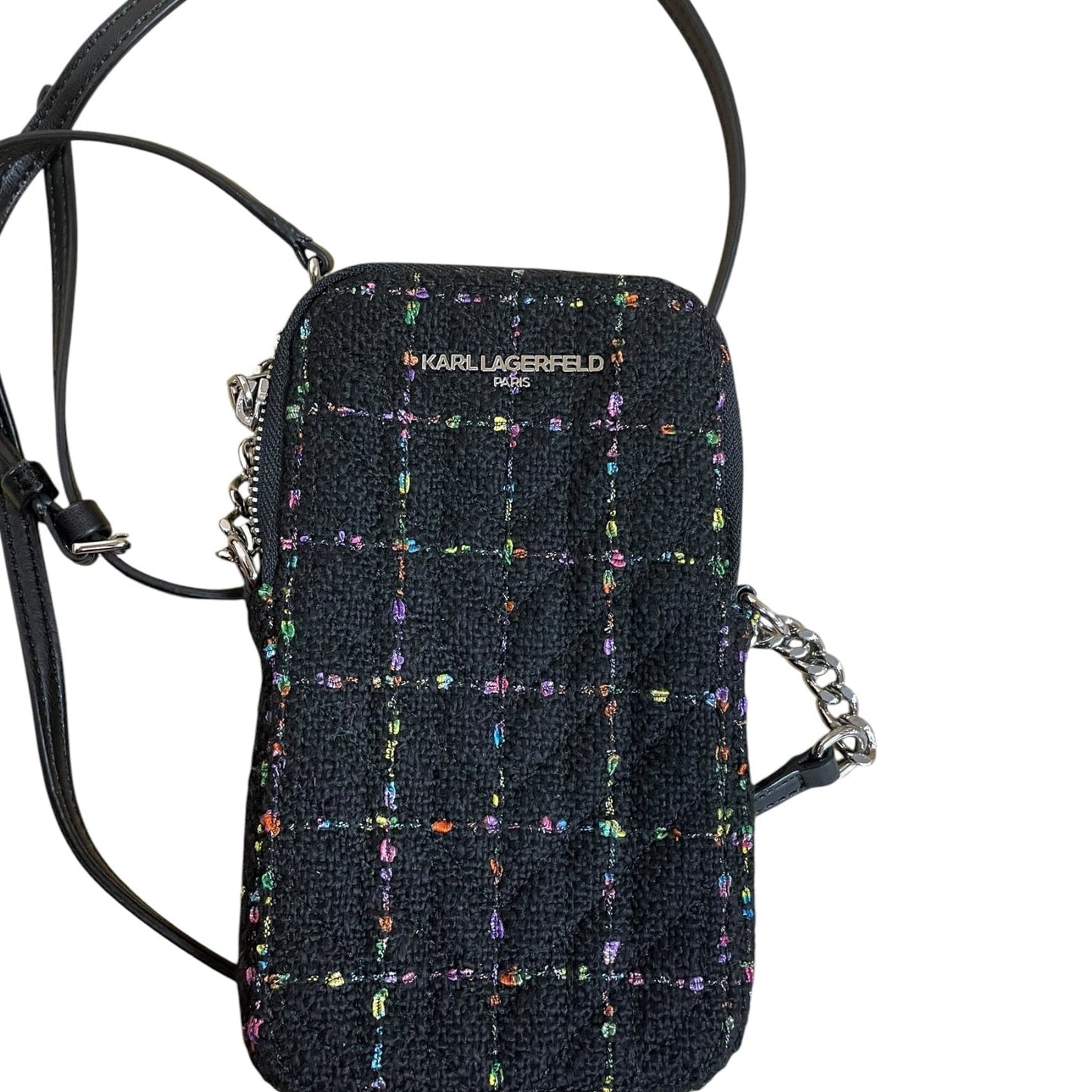 Crossbody Designer By Karl Lagerfeld In Black & Purple, Size:Small
