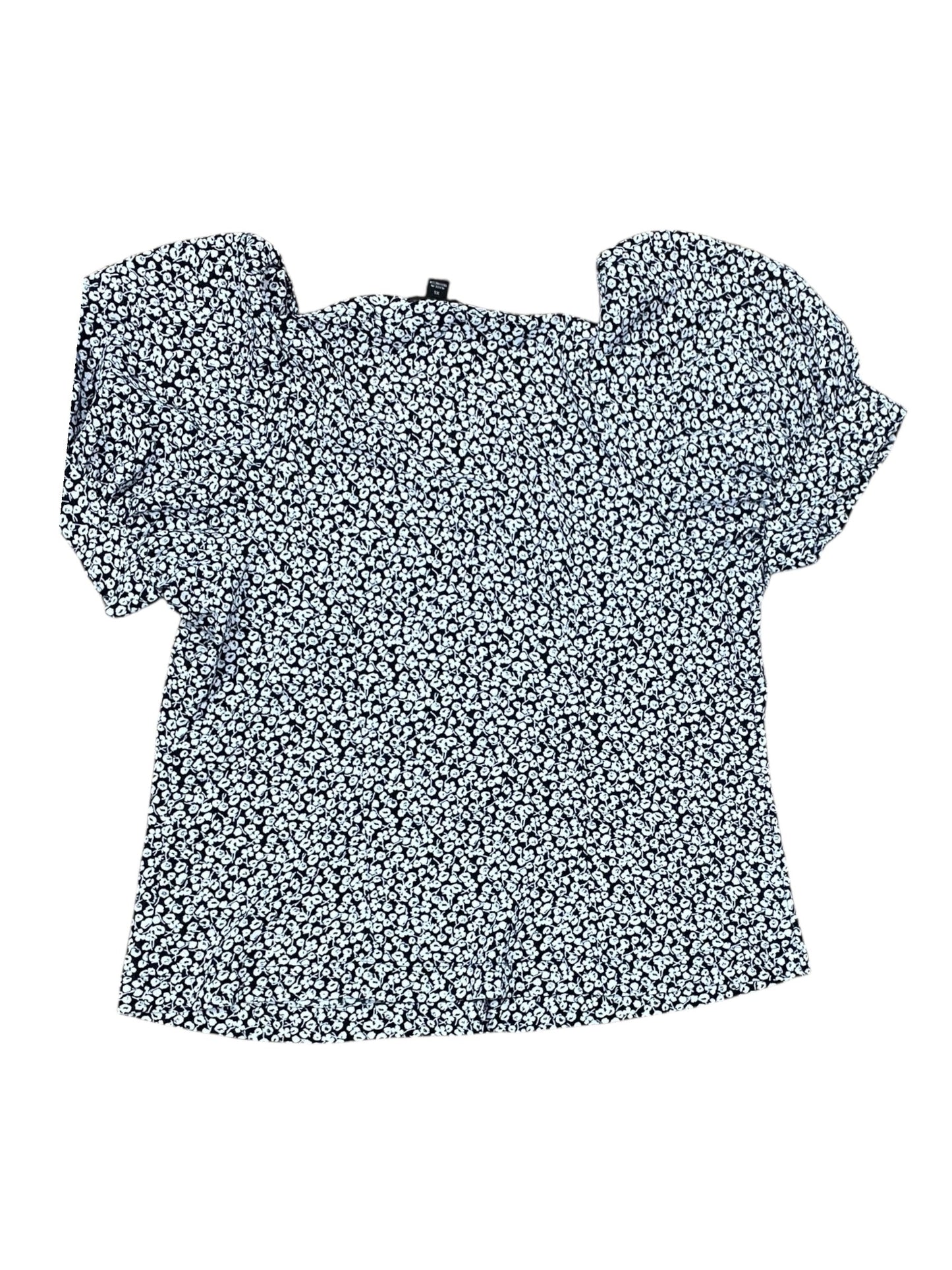 Blouse Ss By Ann Taylor In Black & White, Size:Xs