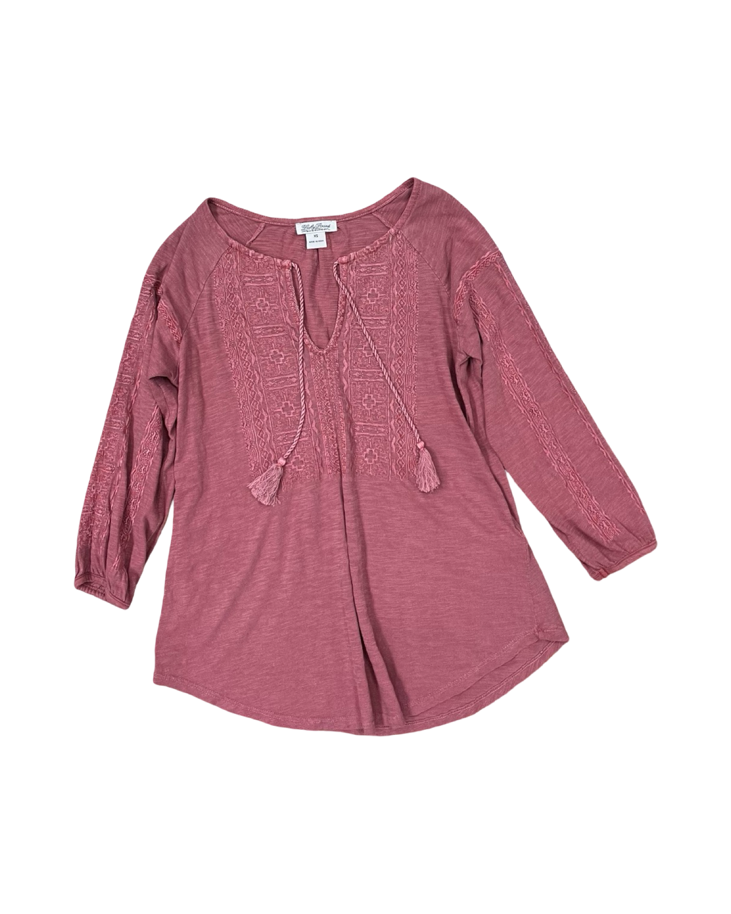 Top 3/4 Sleeve By Lucky Brand In Red, Size:S