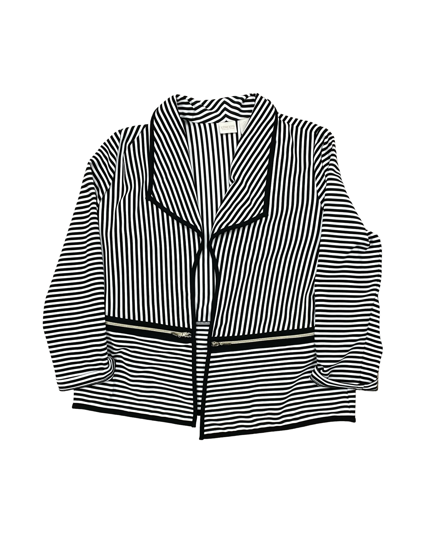 Blazer By Chicos In Black & White, Size:L
