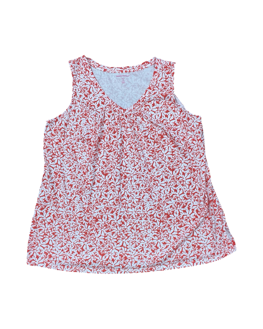 Top Sleeveless By Woman Within In Red & White, Size:1X