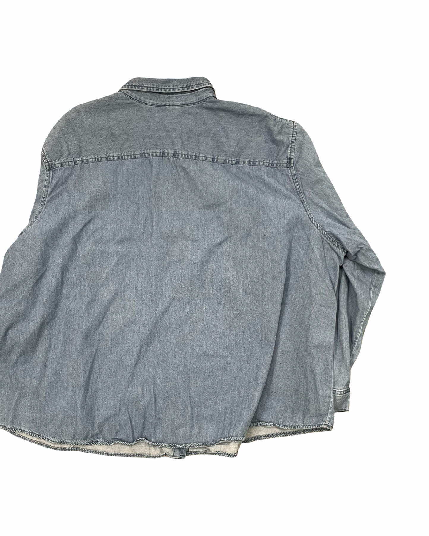 Blouse Ls By Ana In Blue Denim, Size:3X
