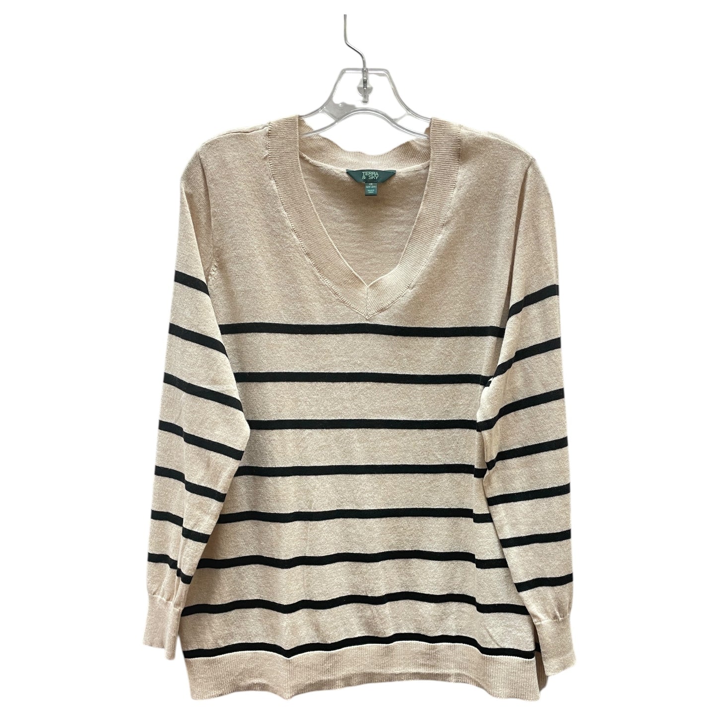 Sweater By Terra & Sky In Beige, Size:1X