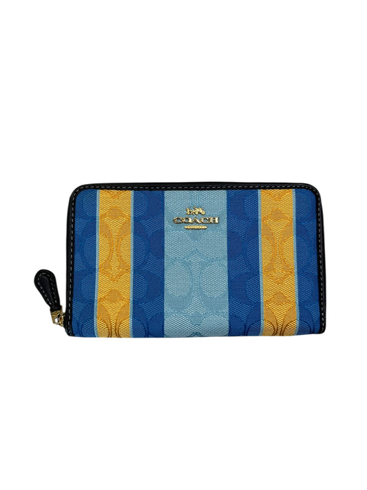Wallet Designer By Coach In Blue & Yellow, Size:Small
