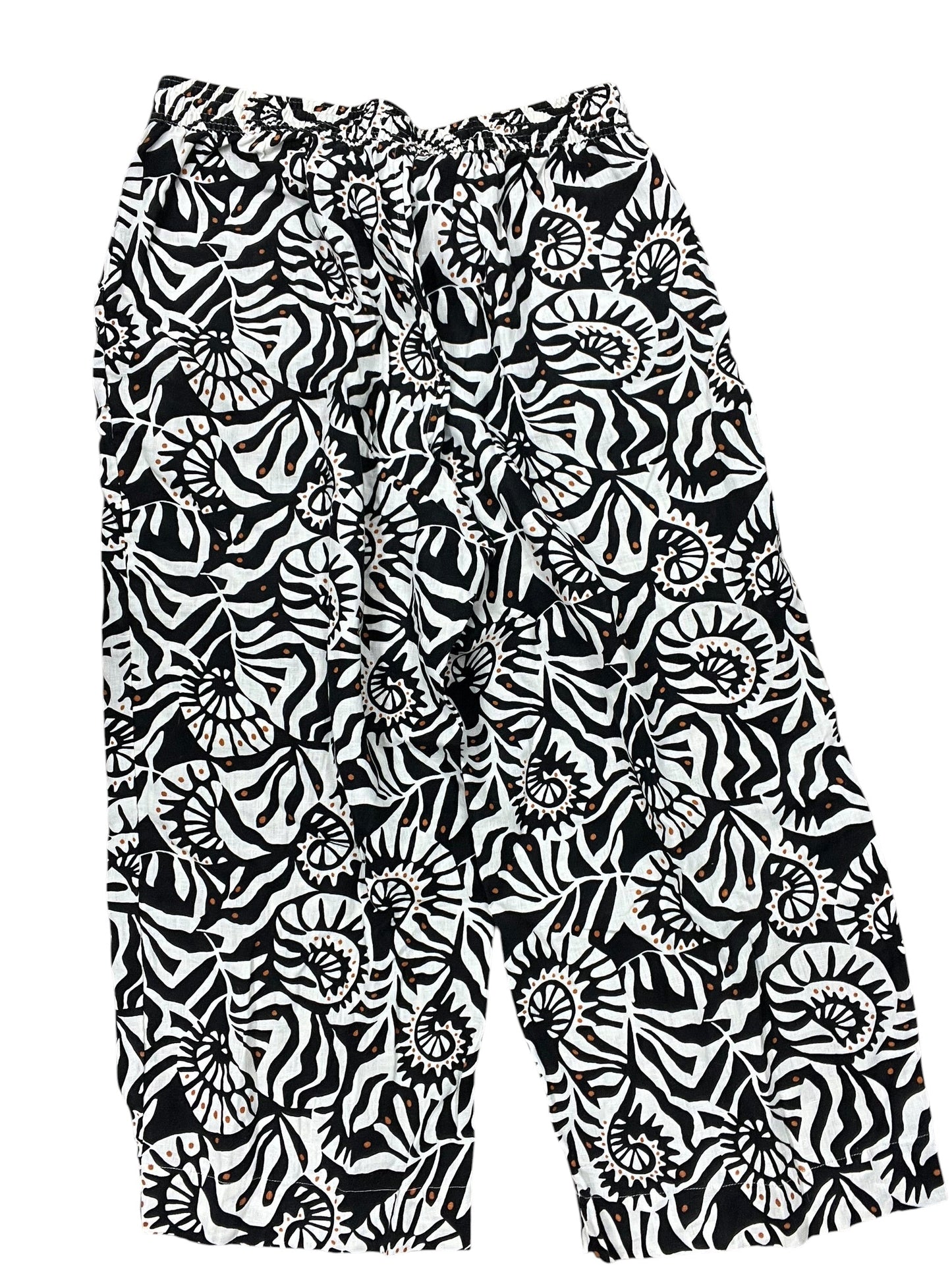 Pants Linen By Nicole By Nicole Miller In Black & Cream, Size:Xl