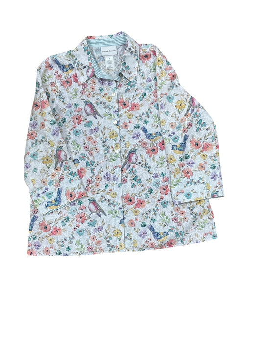 Blouse 3/4 Sleeve By Alfred Dunner In Floral Print, Size:S