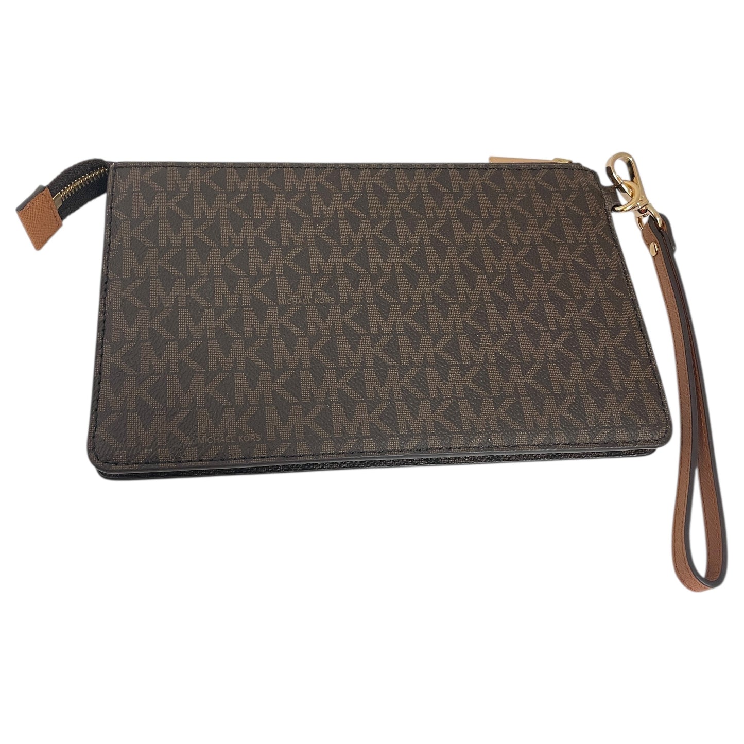 Wristlet Designer By Michael Kors In Brown & Gold, Size:Medium
