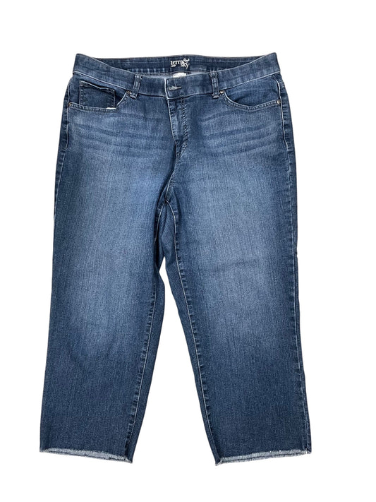 Jeans Cropped By Terra & Sky In Blue Denim, Size:16