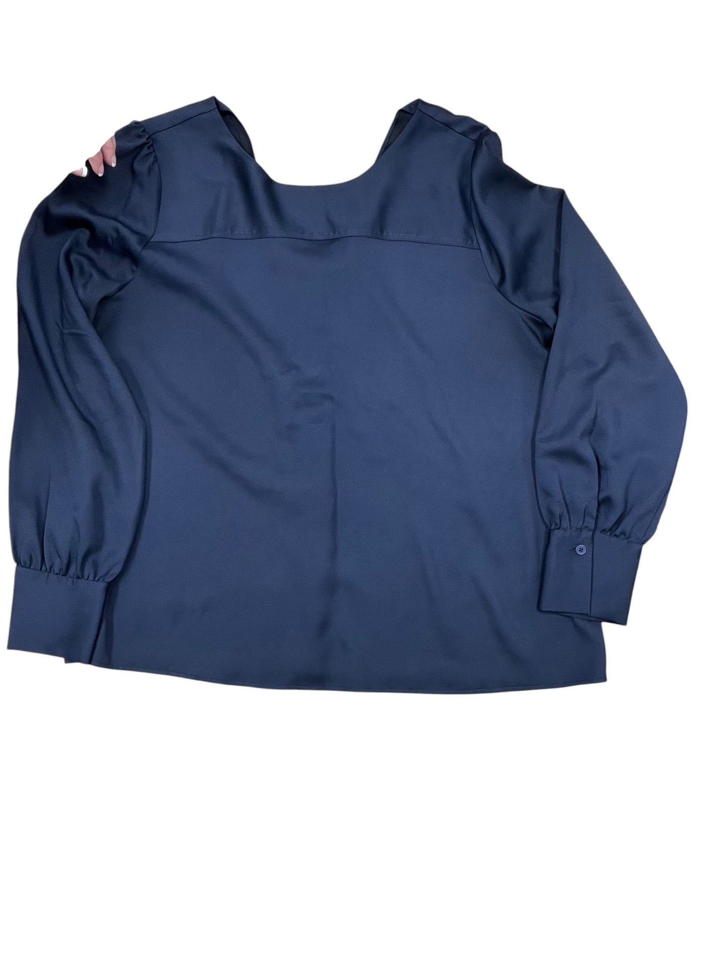 Blouse Ls By Loft In Navy, Size:L