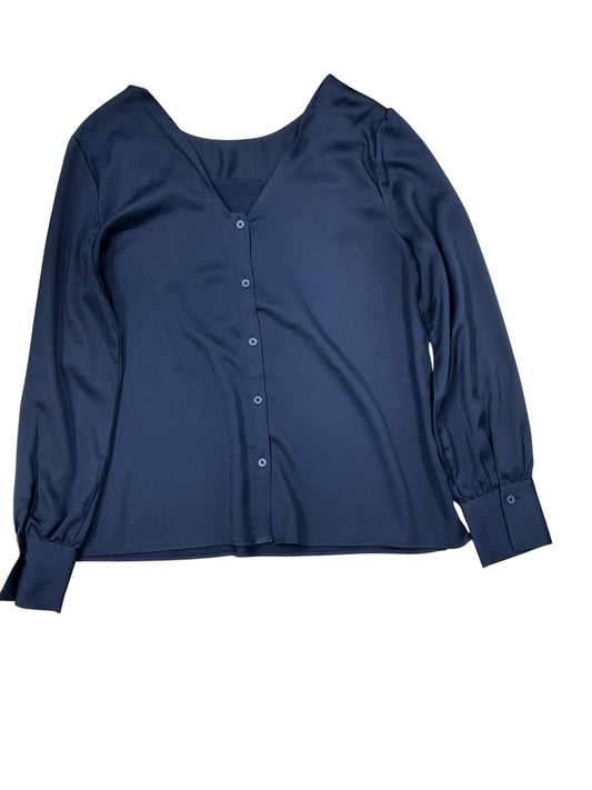 Blouse Ls By Loft In Navy, Size:L