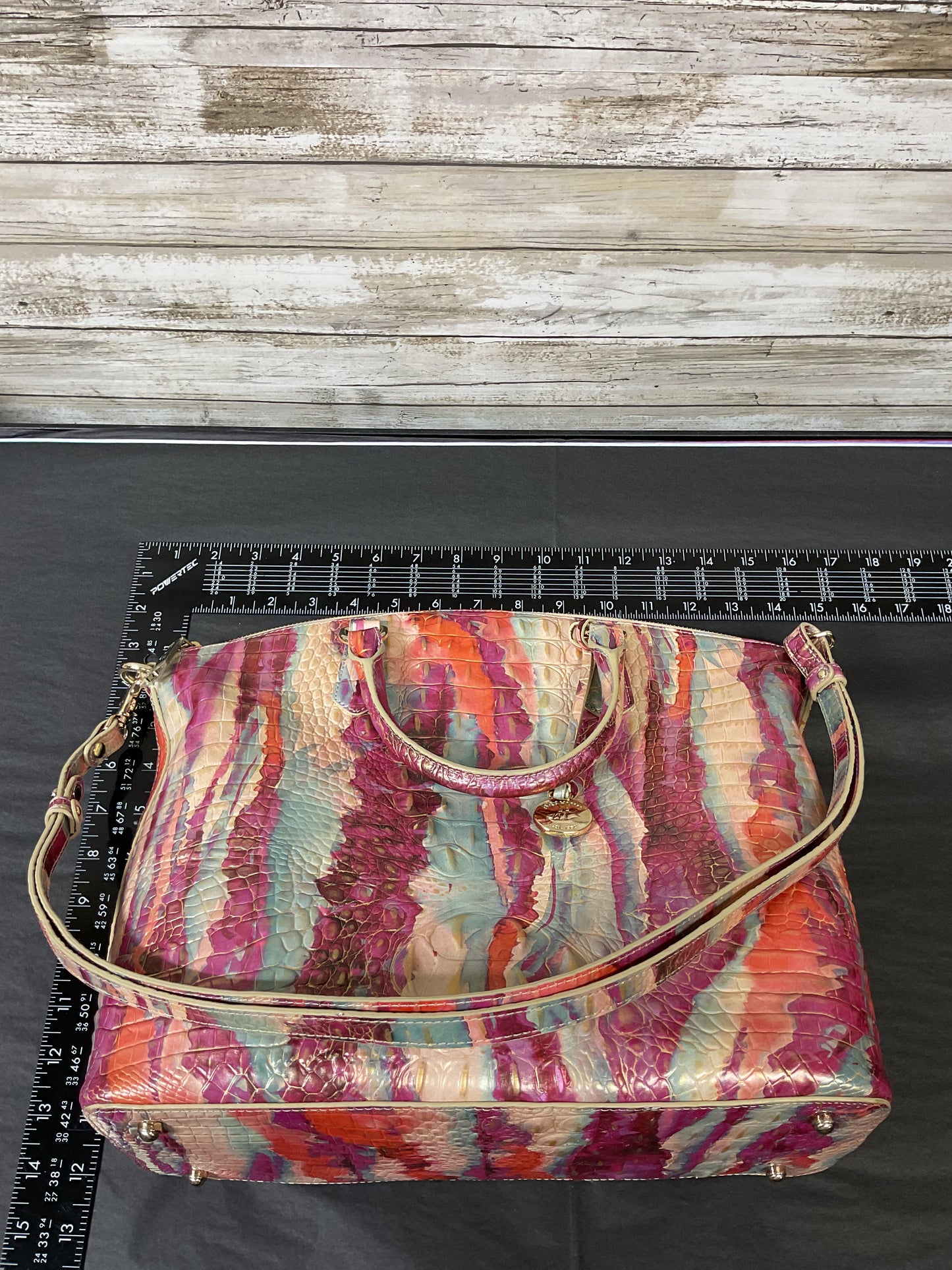 Handbag Designer By Brahmin In Pink & Tan, Size:Large