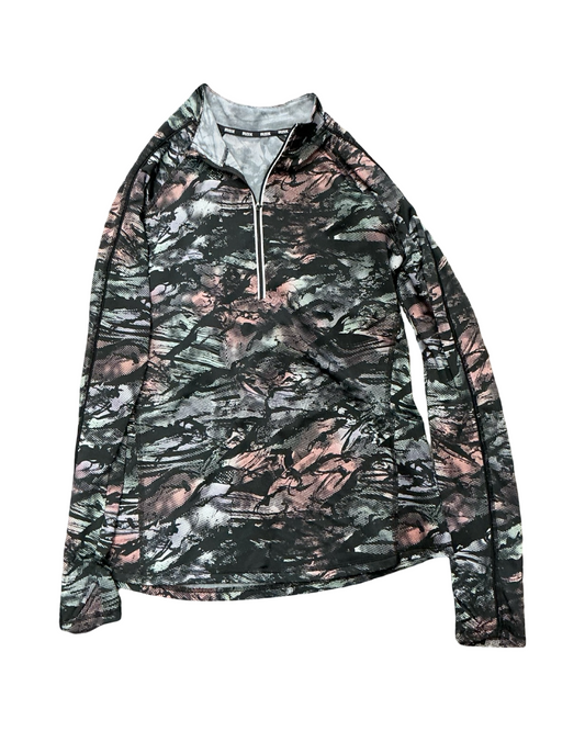 Athletic Top Ls Collar By Rbx In Black & Green, Size:L