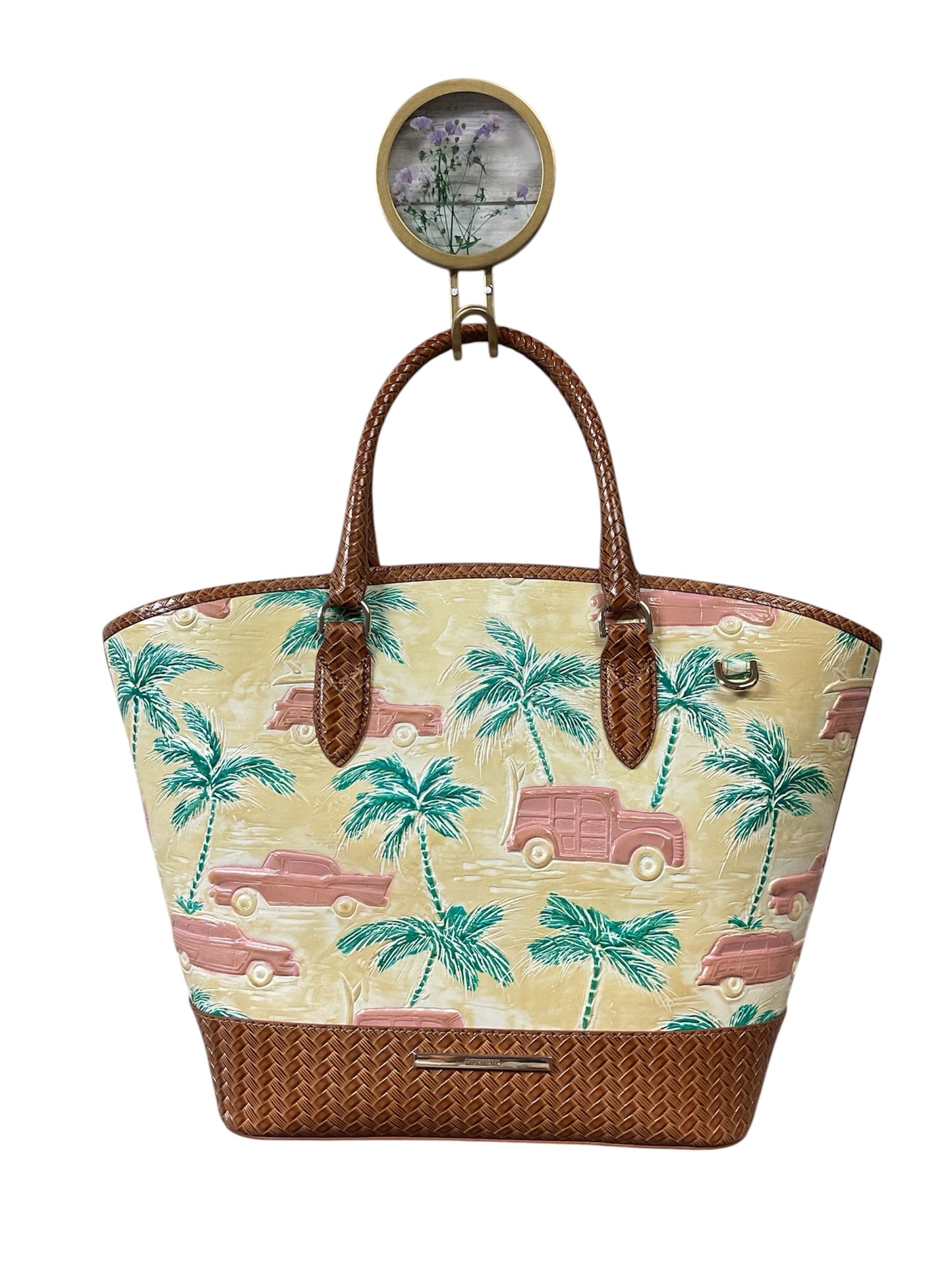 Handbag Designer By Brahmin In Tropical Print, Size:Large