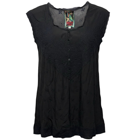 Embroidered Eyelet Tunic By Johnny Was In Black, Size: M
