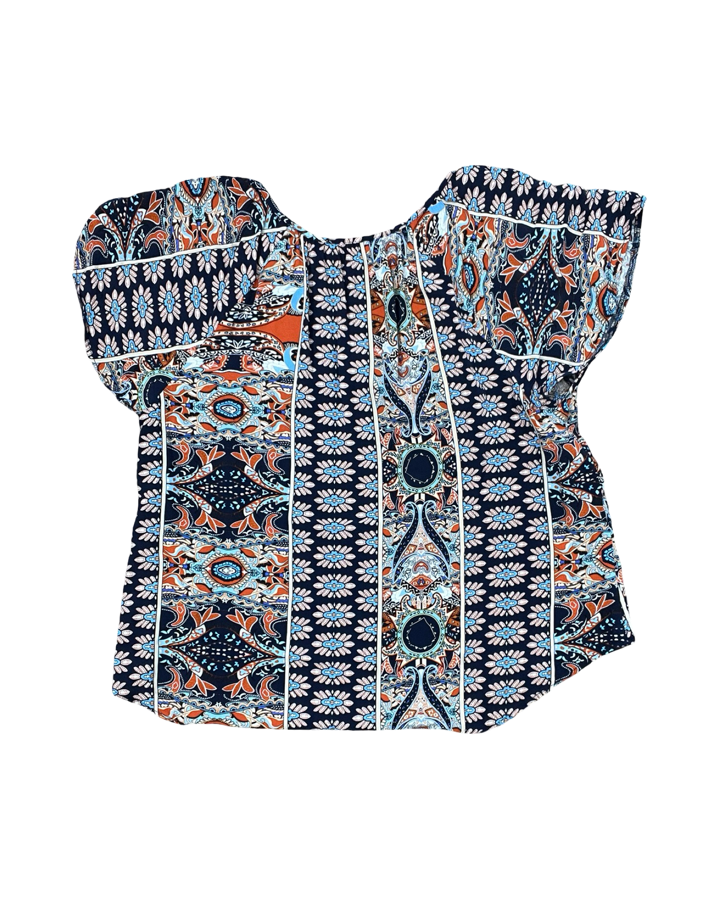 Top Ss By Angashion In Blue & Orange, Size:Xl