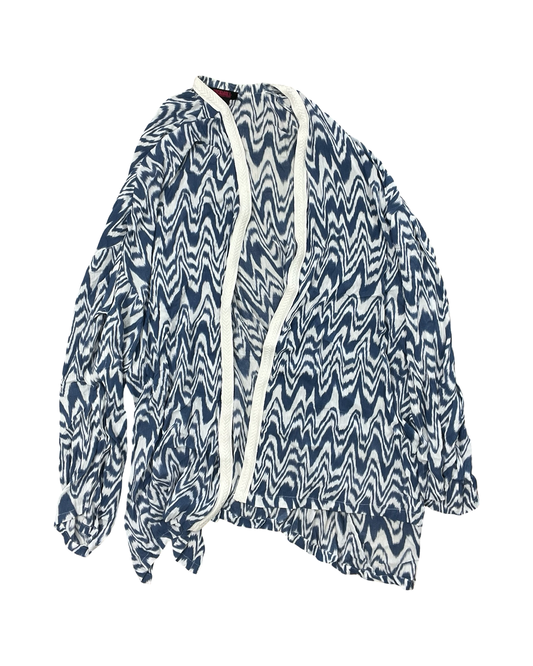 Cardigan By Rock & Roll In Blue & White, Size:1X