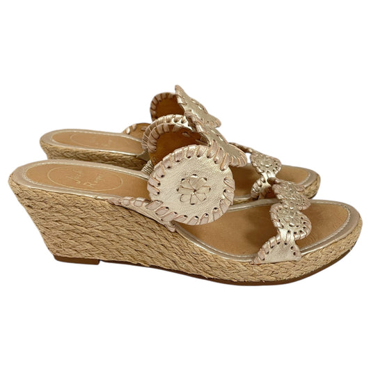 Sandals Heels Platform By Jack Rogers In Gold, Size:6
