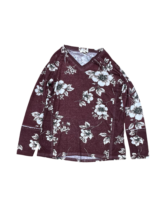 Top Ls By Como Blu In Maroon, Size:M