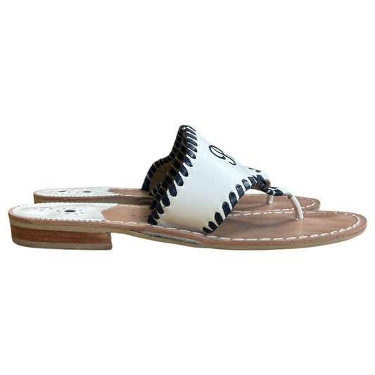 Sandals Flats By Jack Rogers In Black & White, Size:8.5