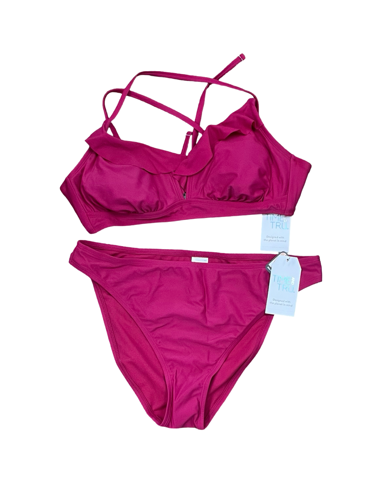 Swimsuit 2Pc By Time And Tru In Pink, Size:L