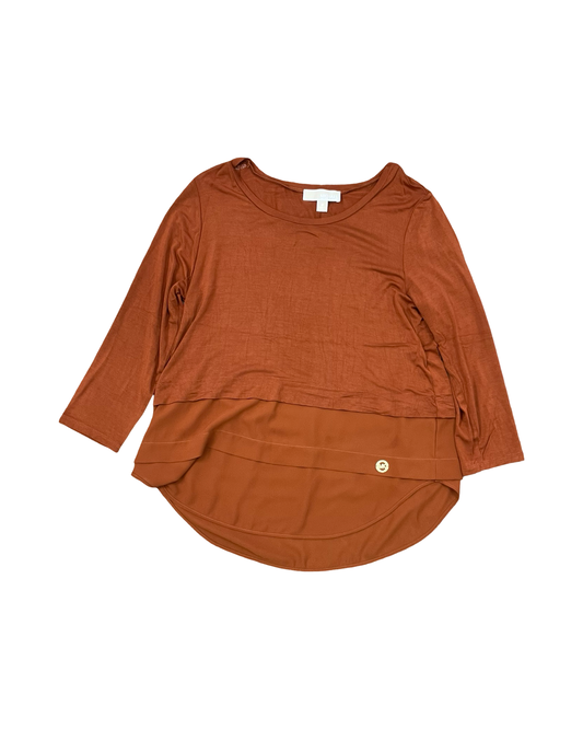 Top 3/4 Sleeve By Michael By Michael Kors In Orange, Size:M