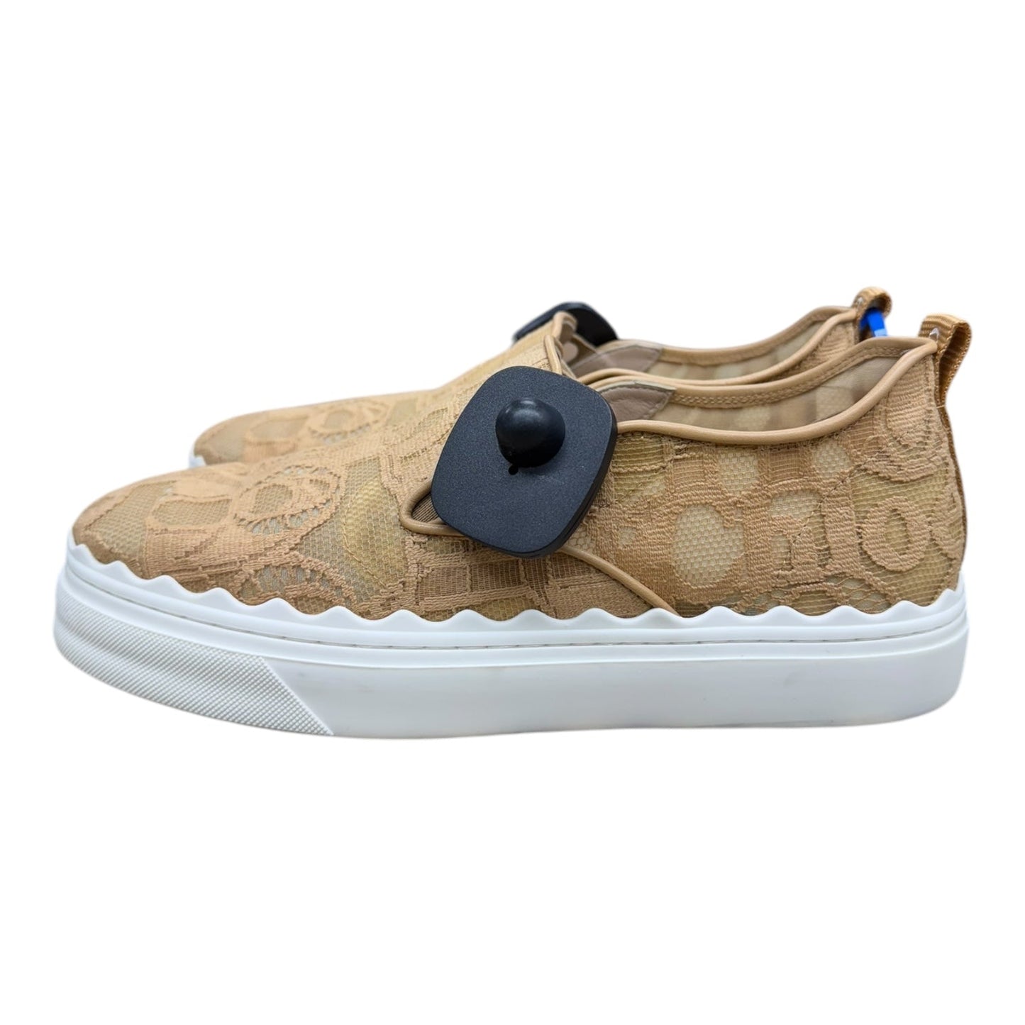 Shoes Luxury Designer By Chloe In Tan & White, Size:8