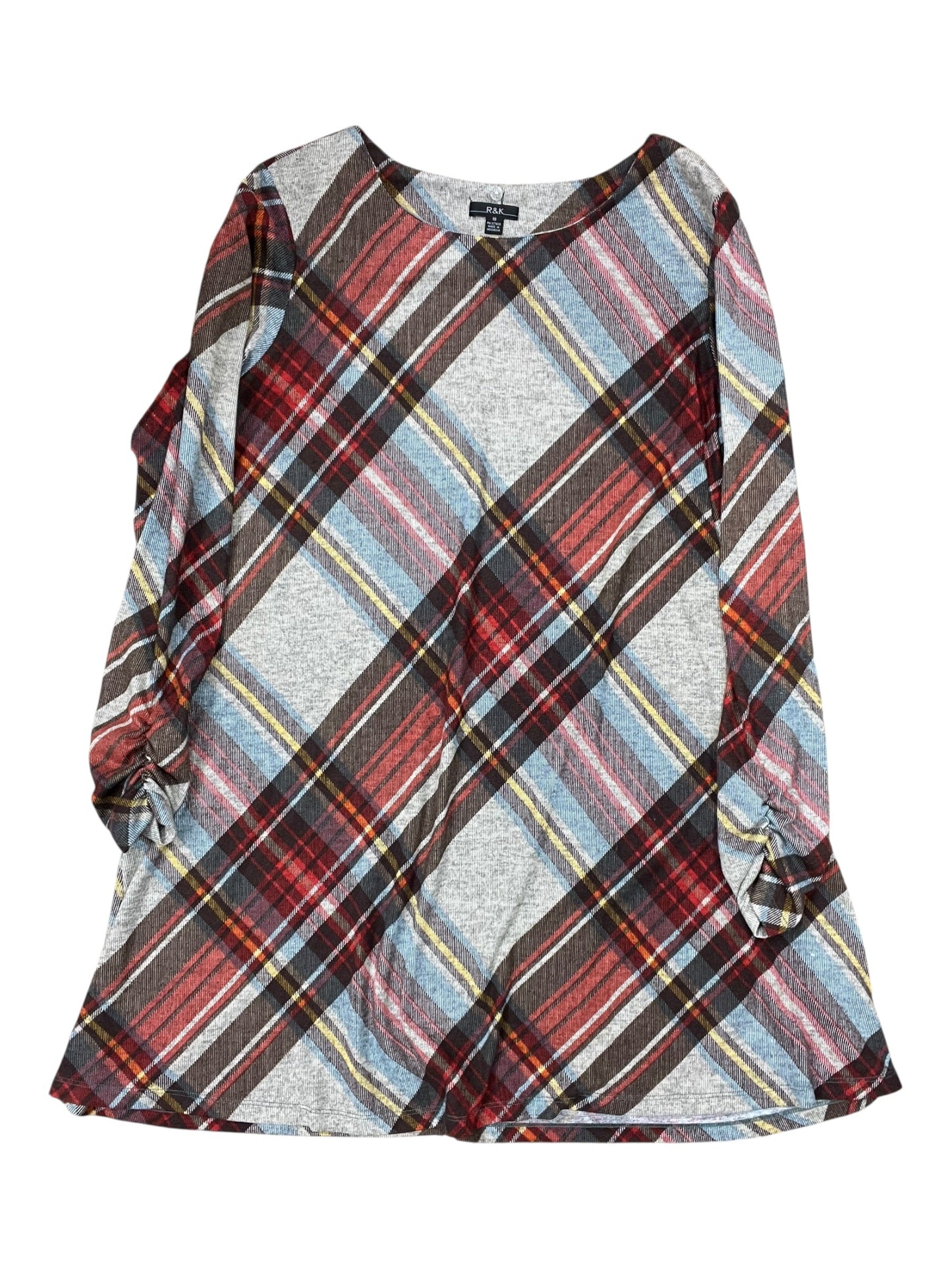 Dress Work By R And K Originals In Grey & Red, Size:1X