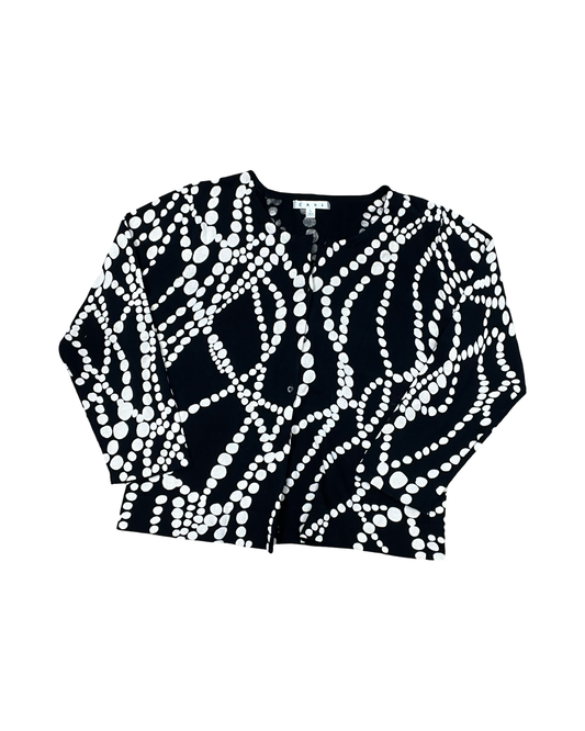 Cardigan By Cabi In Black & Cream, Size:L