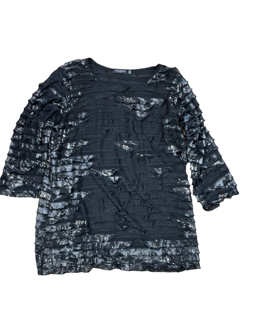 Top 3/4 Sleeve By Notations In Black, Size:1X