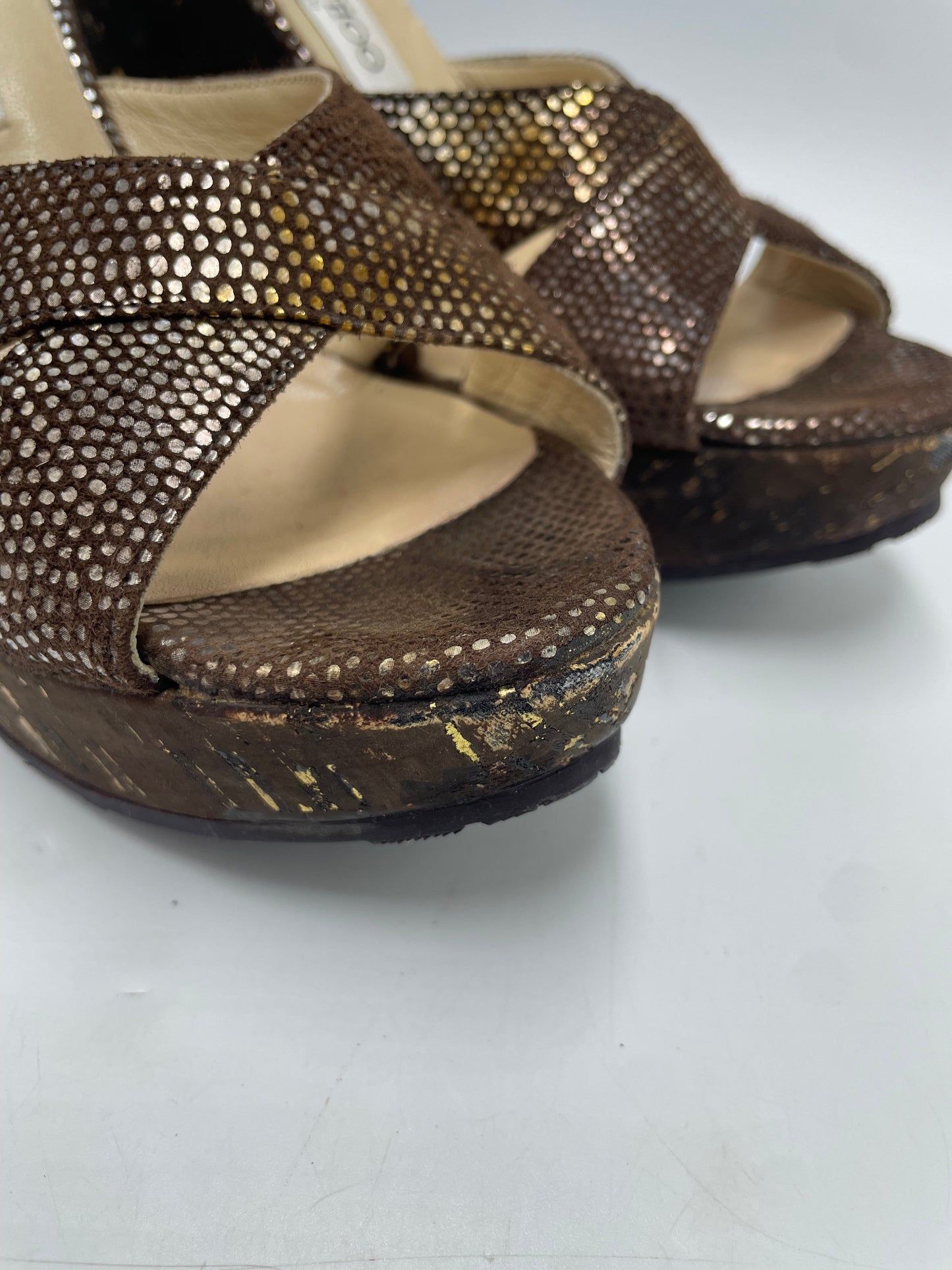 Shoes Luxury Designer By Jimmy Choo In Brown, Size: 11 (41)