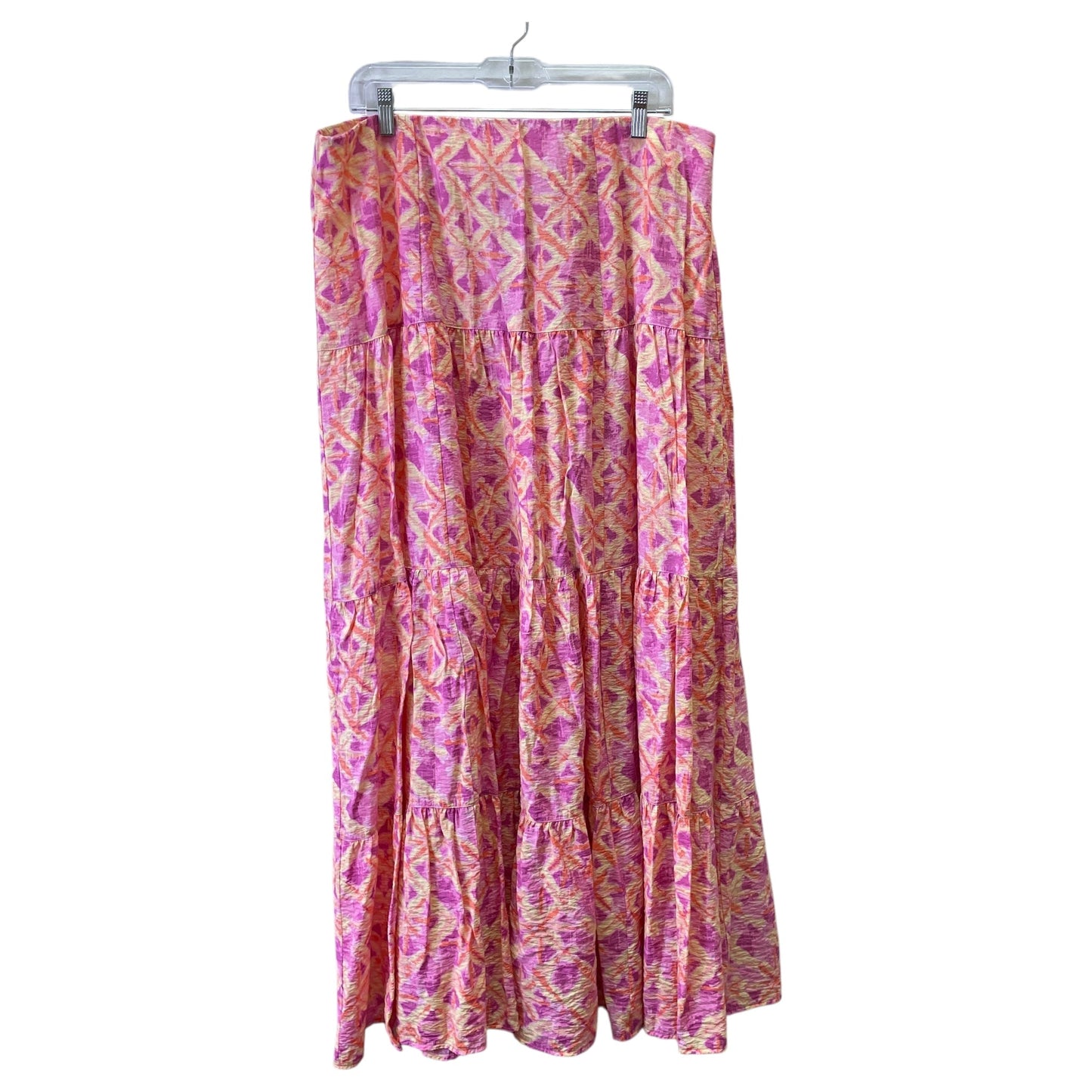 Skirt Maxi By Peace Love World In Pink & Yellow, Size:1X