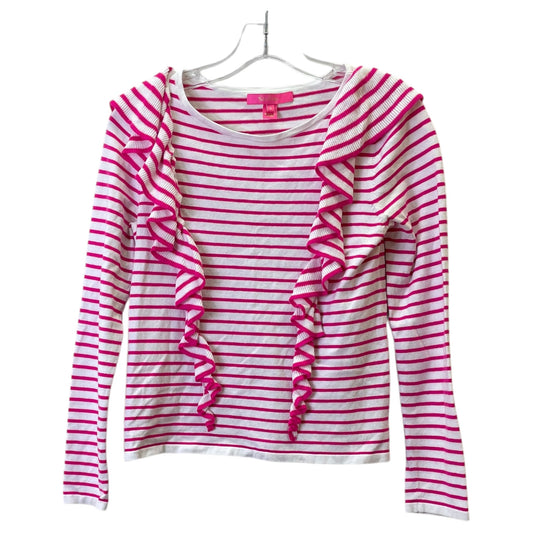Top Ls Designer By Lilly Pulitzer In Pink & White, Size:S