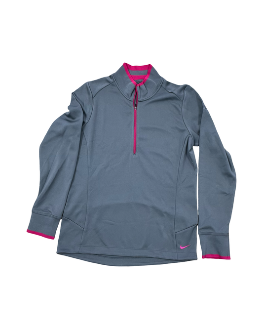 Athletic Jacket By Nike In Grey & Pink, Size:L