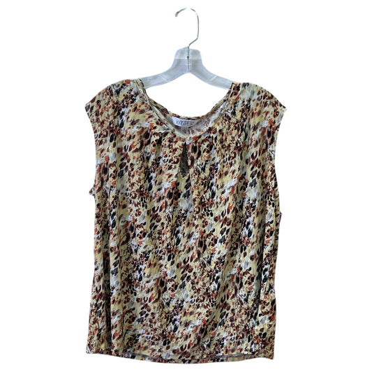Top Sleeveless By Kasper In Tan & Yellow, Size:2X