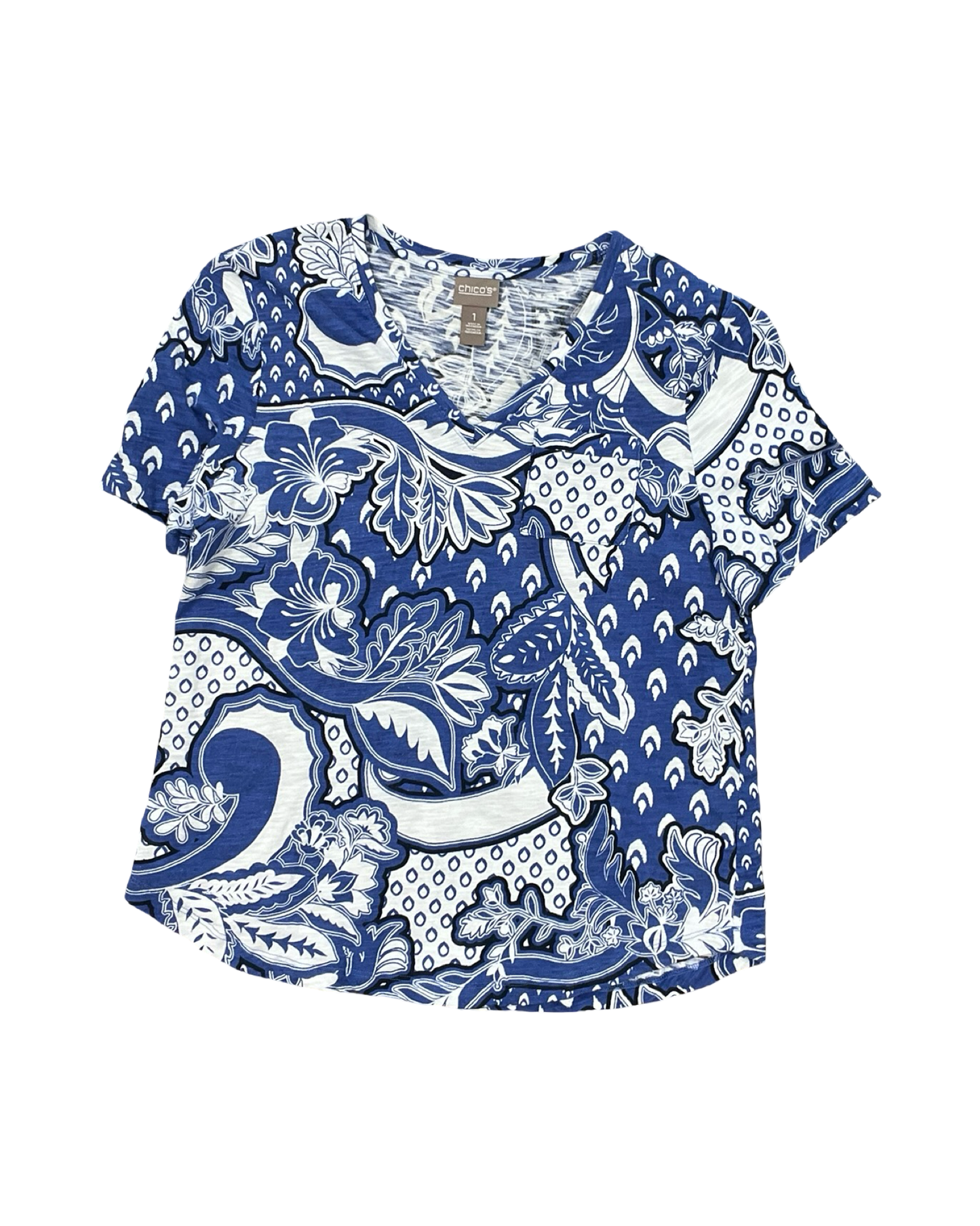 Top Ss By Chicos In Blue & White, Size:M