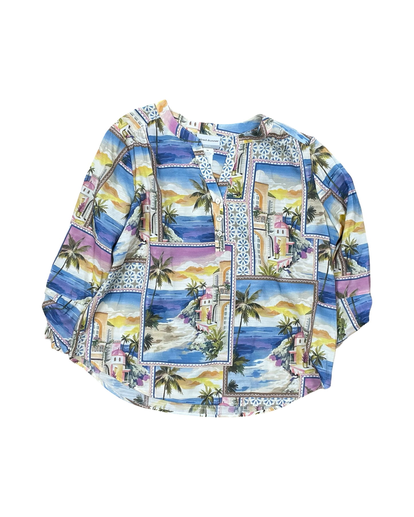 Top 3/4 Sleeve By Alfred Dunner In Blue & Pink, Size:Mp