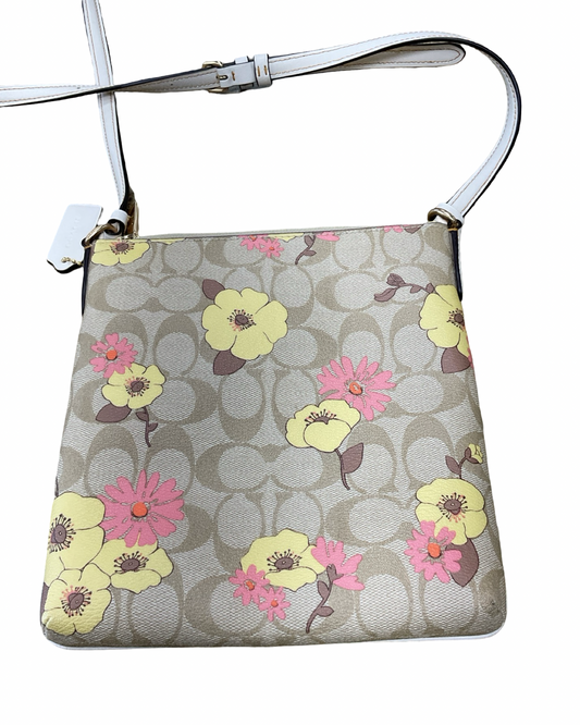 Crossbody Designer By Coach In Tan, Size:Small