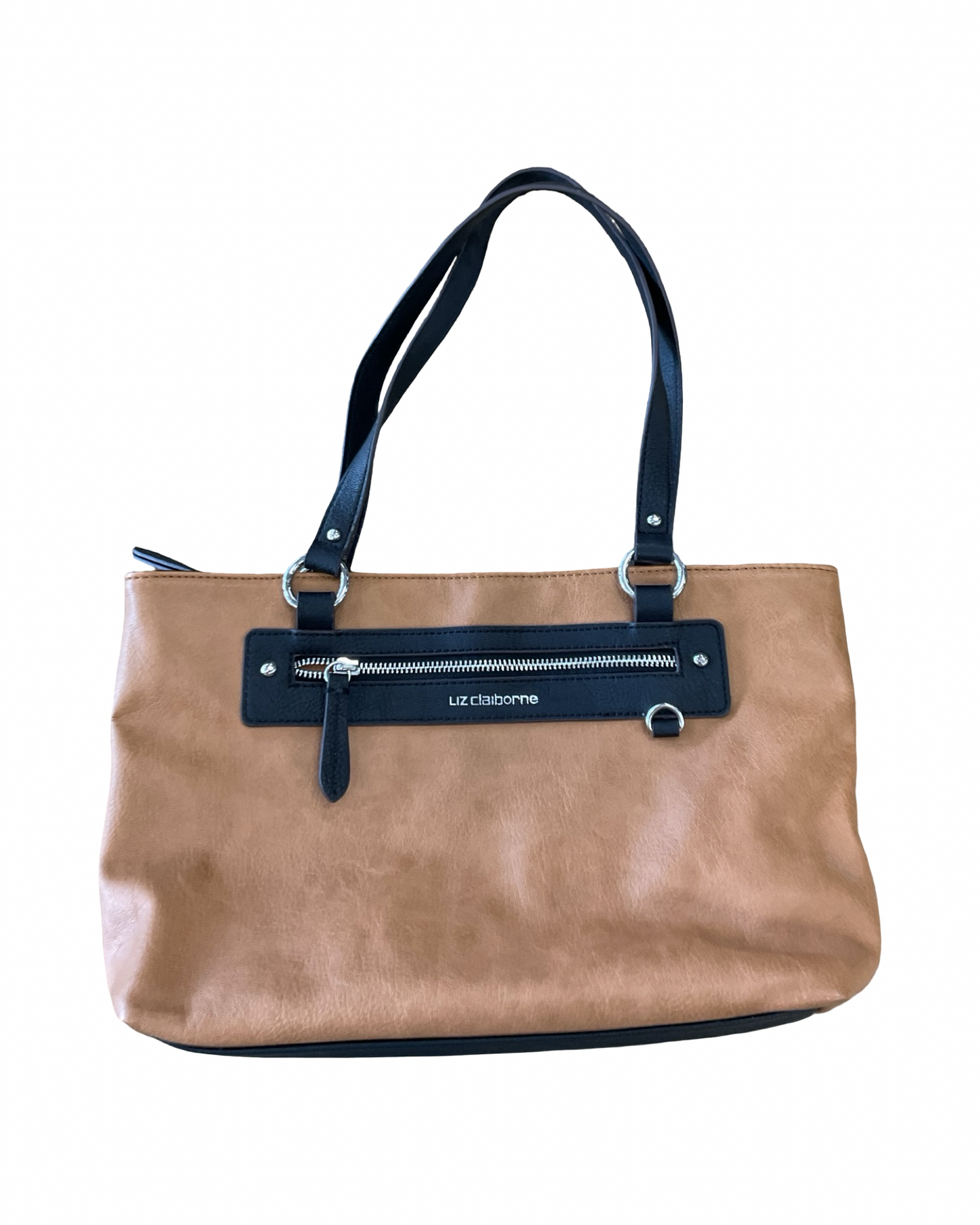 Handbag By Liz Claiborne In Black & Brown, Size:Medium