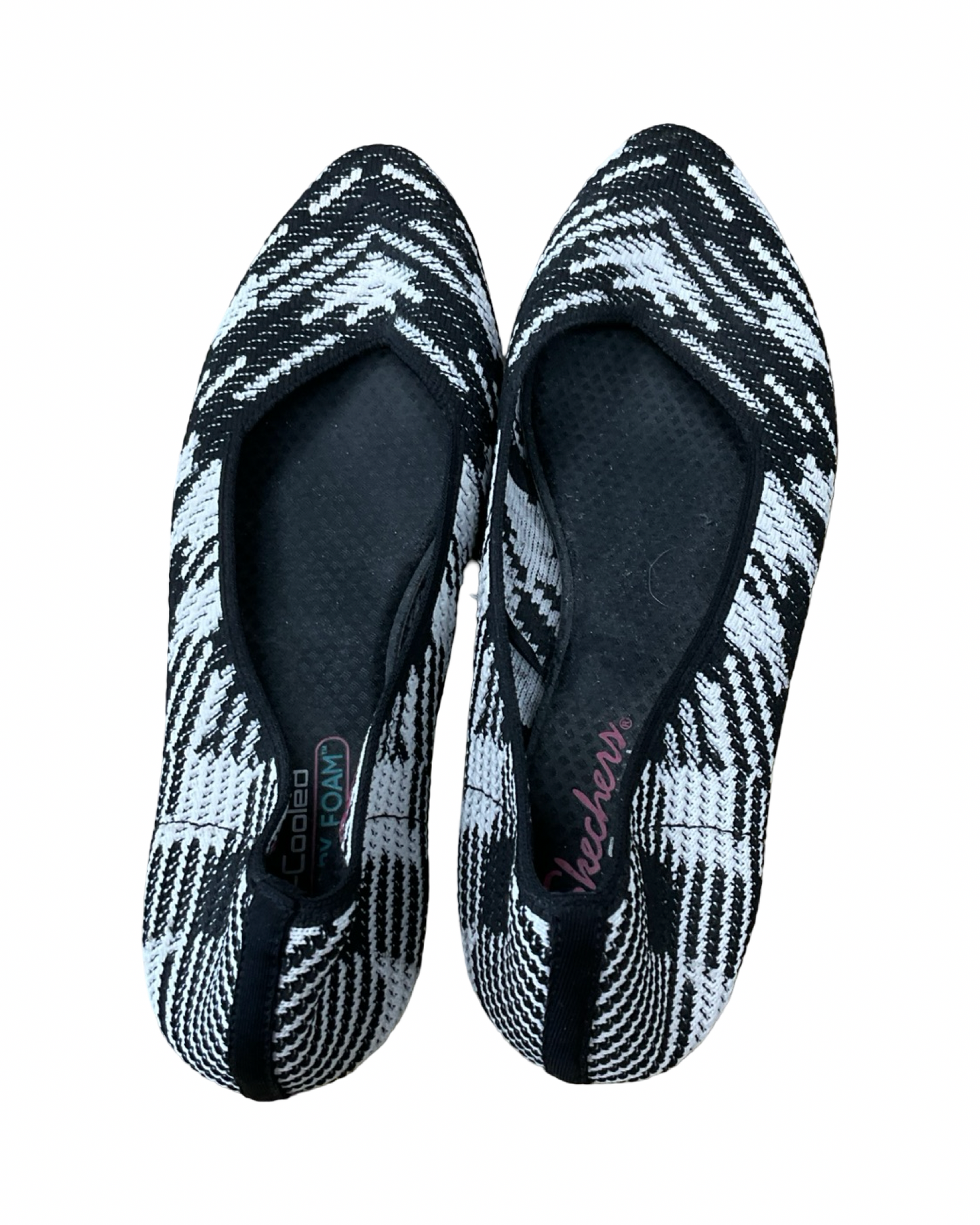 Shoes Flats By Skechers In Black & White, Size:9.5