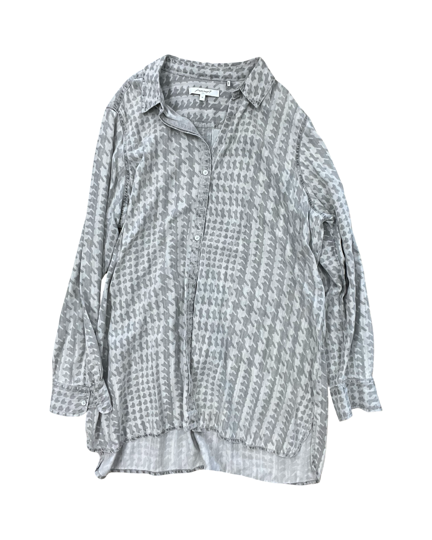 Blouse Ls By Foxcroft In Grey, Size:1X