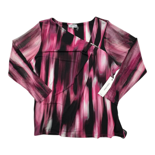 Top Ls By Calvin Klein In Black & Purple, Size:1X