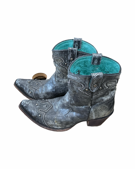Boots Ankle Heels By Corral In Grey, Size:9.5