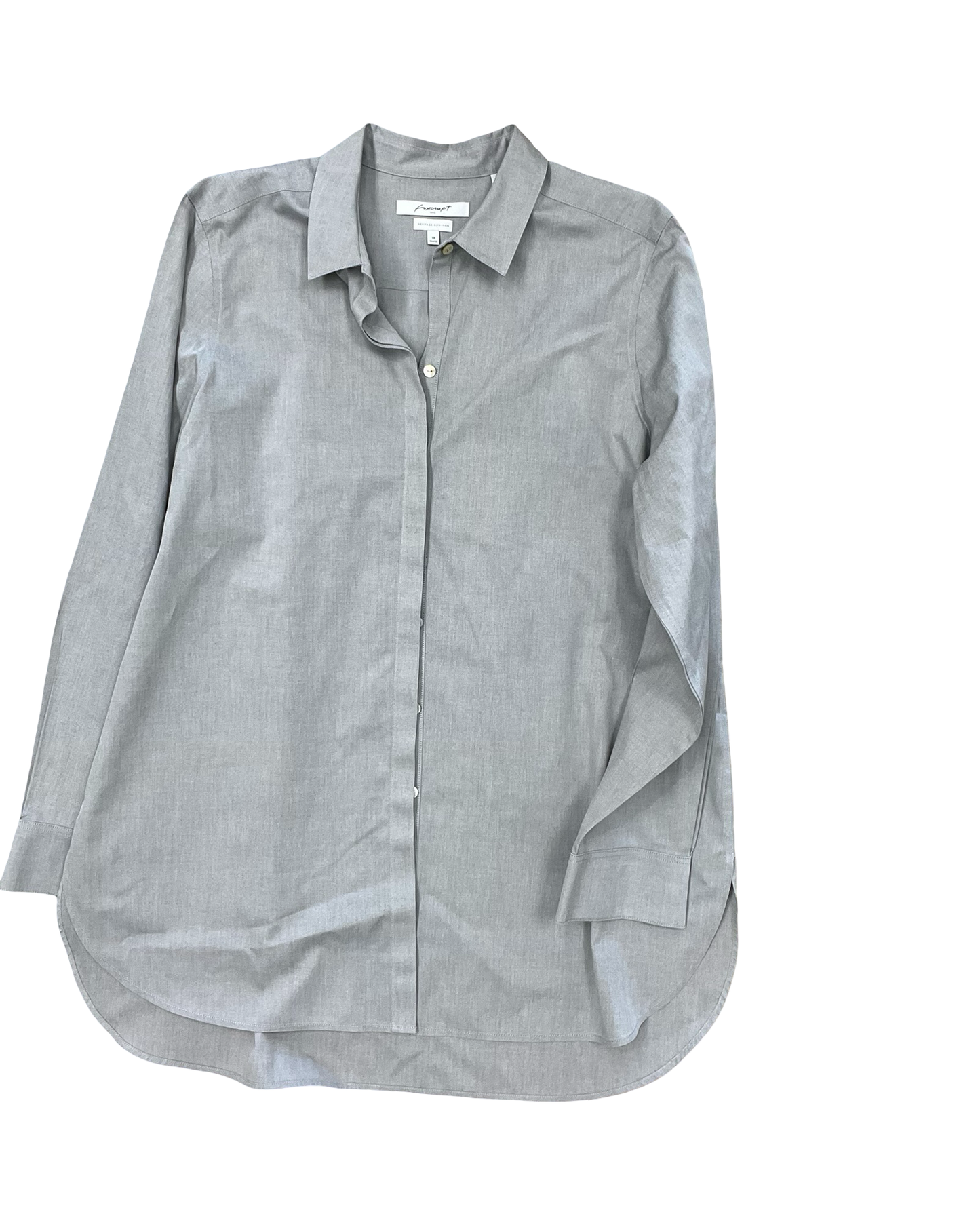 Blouse Ls By Foxcroft In Grey, Size:1X