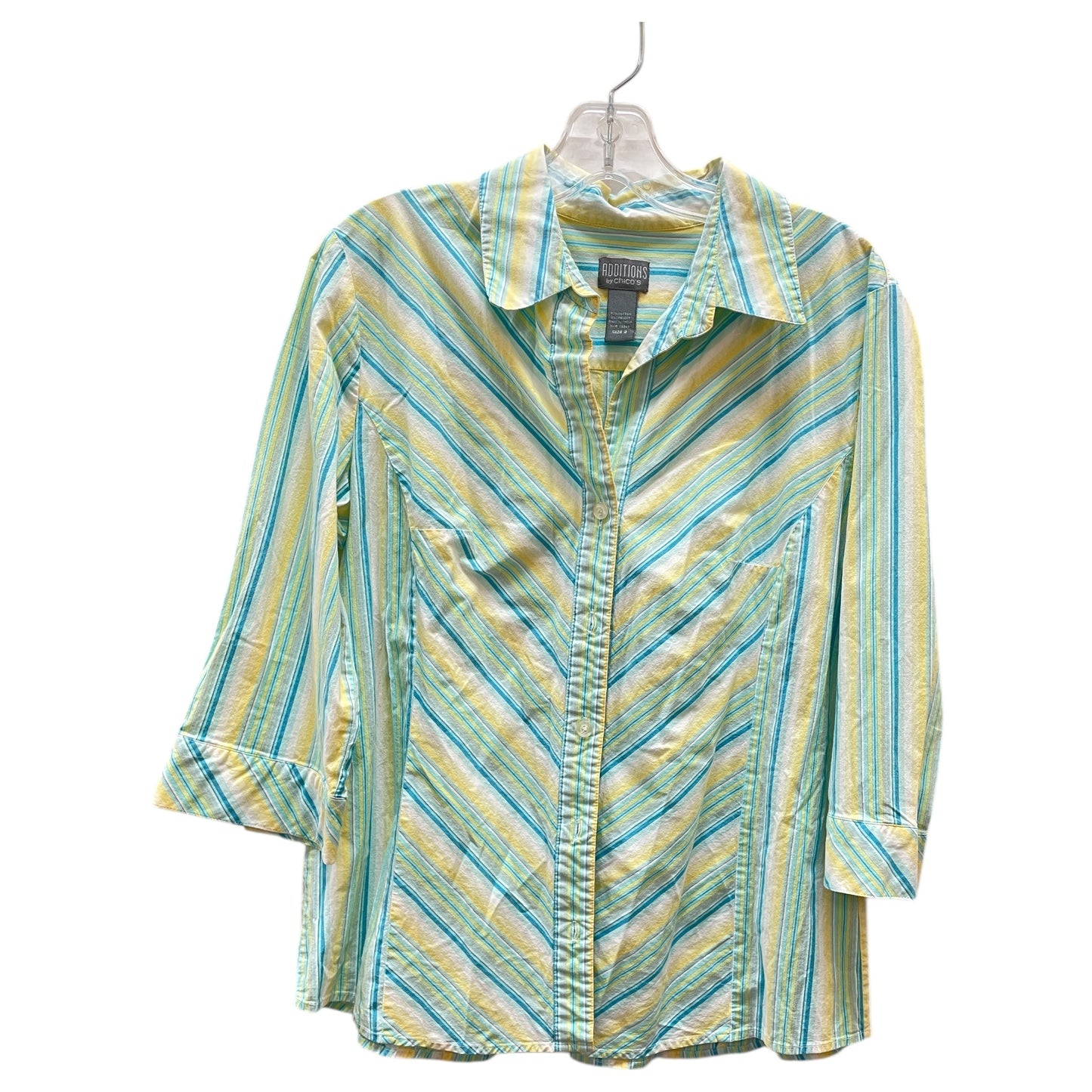 Blouse 3/4 Sleeve By Additions By Chicos In Yellow, Size:Xs