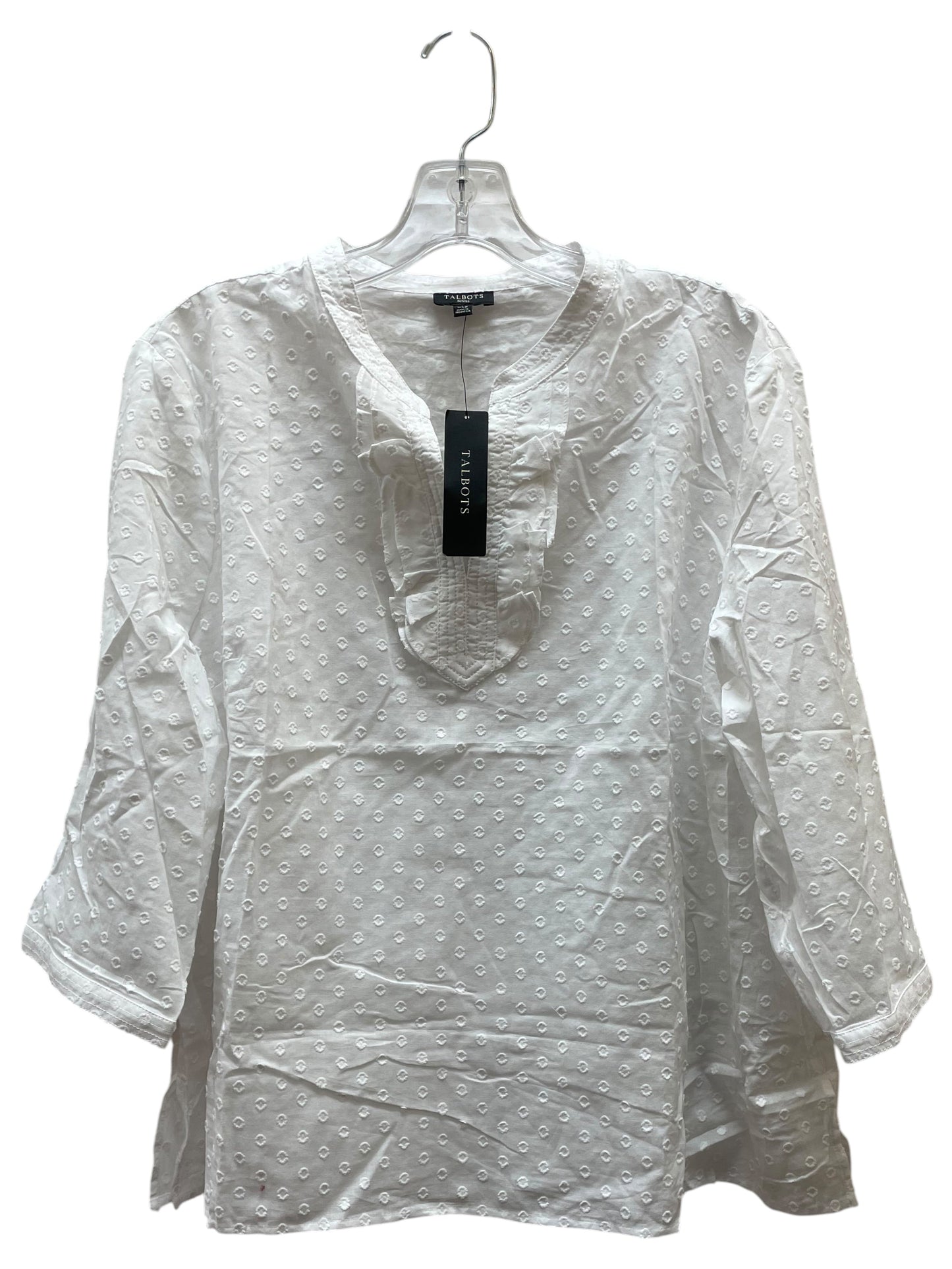 Top 3/4 Sleeve By Talbots In White, Size:Xl